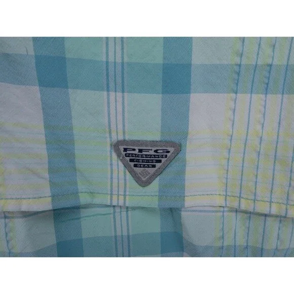 Columbia PFG Shirt Womens Medium White Blue Plaid Super Bahama Fishing Outdoor - Picture 13 of 15